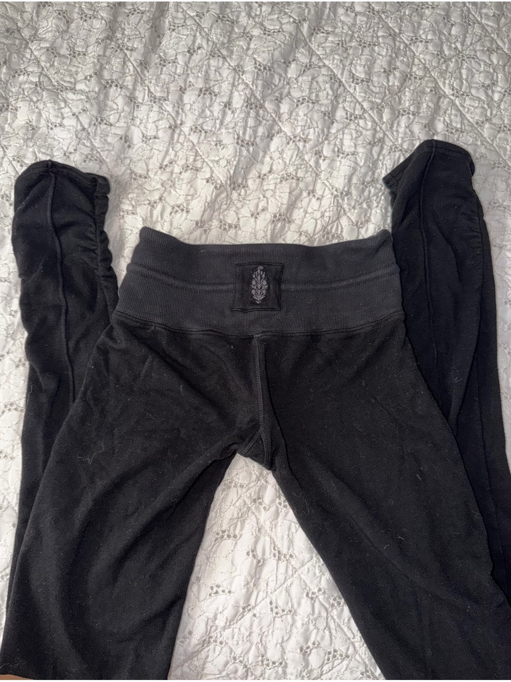 FP Movement by Free People Kids Black Fold-Over Waistband Leggings